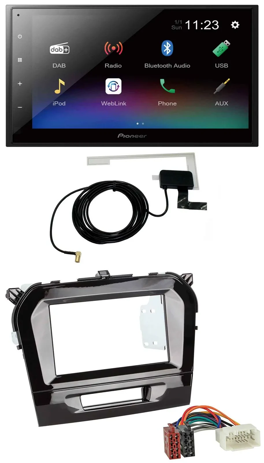 Pioneer DAB MP3 Bluetooth 2DIN USB Autoradio für Suzuki Vitara (ab 2015)