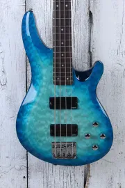 Schecter C-4 Plus 4 String Electric Bass Guitar Quilt Maple Top Ocean Blue Burst