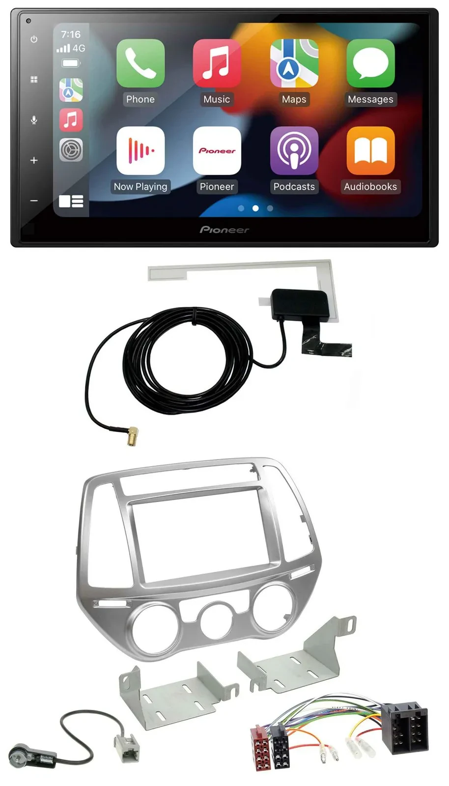 Pioneer MP3 USB Bluetooth DAB 2DIN Autoradio für Hyundai i20 12-14 man. Klima