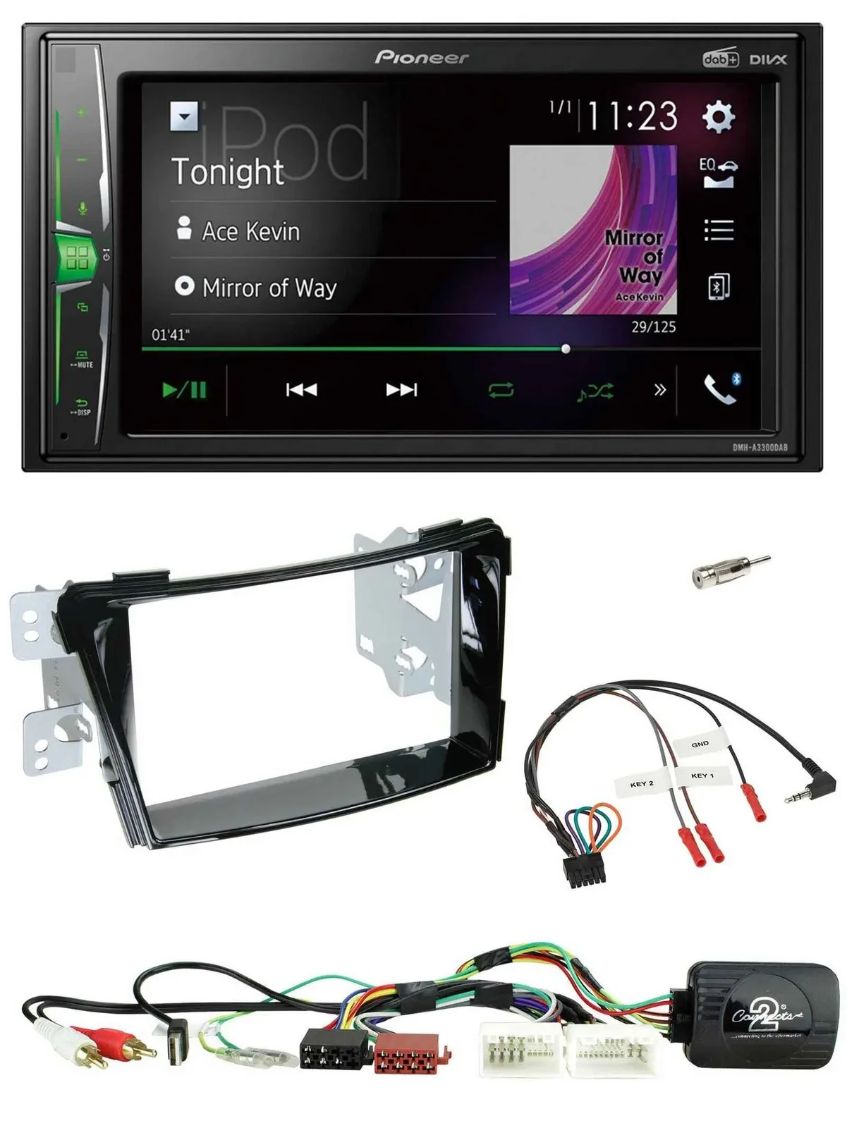 Pioneer 2DIN Lenkrad DAB USB Bluetooth Autoradio für Hyundai i40 11-19 USB AUX K