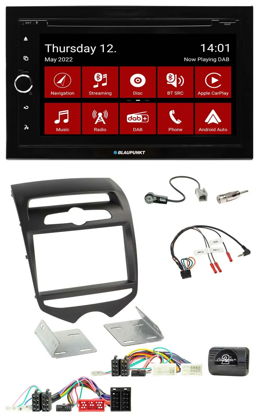 Blaupunkt 2DIN Lenkrad Bluetooth USB TMC DAB Navigation für Hyundai ix20 ab 2010