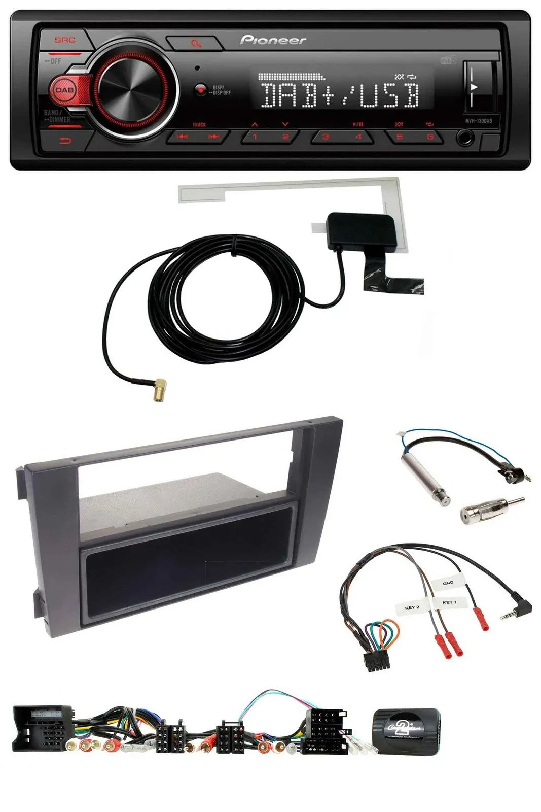 Автомагнитола Pioneer 1DIN MP3 DAB USB, поддержка кнопок на руле, для Audi A6 (2001–2004)