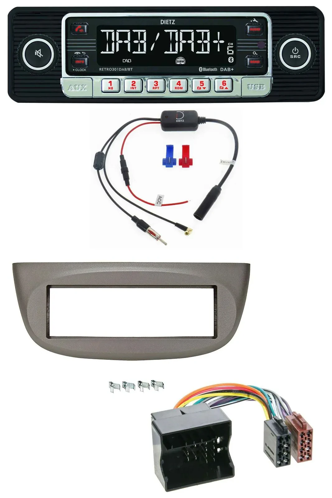 Dietz MP3 DAB Bluetooth USB Autoradio für Renault Twingo 07-14 beige-grau