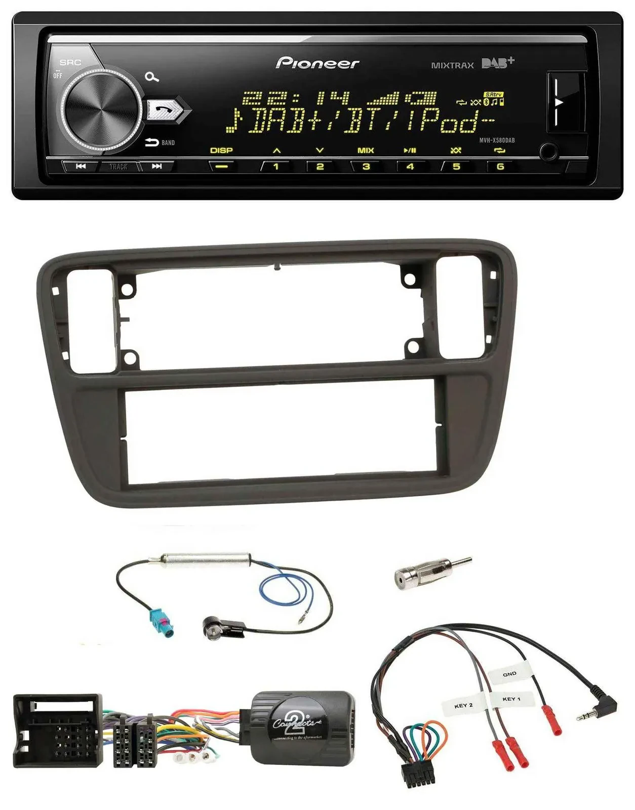 Pioneer Bluetooth USB DAB Lenkrad Autoradio für VW Up AA AAN 11-16 schwarz
