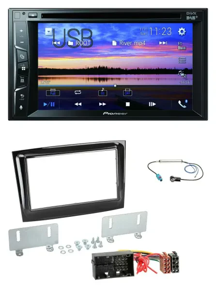 Pioneer Bluetooth 2DIN USB DVD DAB MP3 Autoradio für Fiat Doblo ab 2015 piano sc