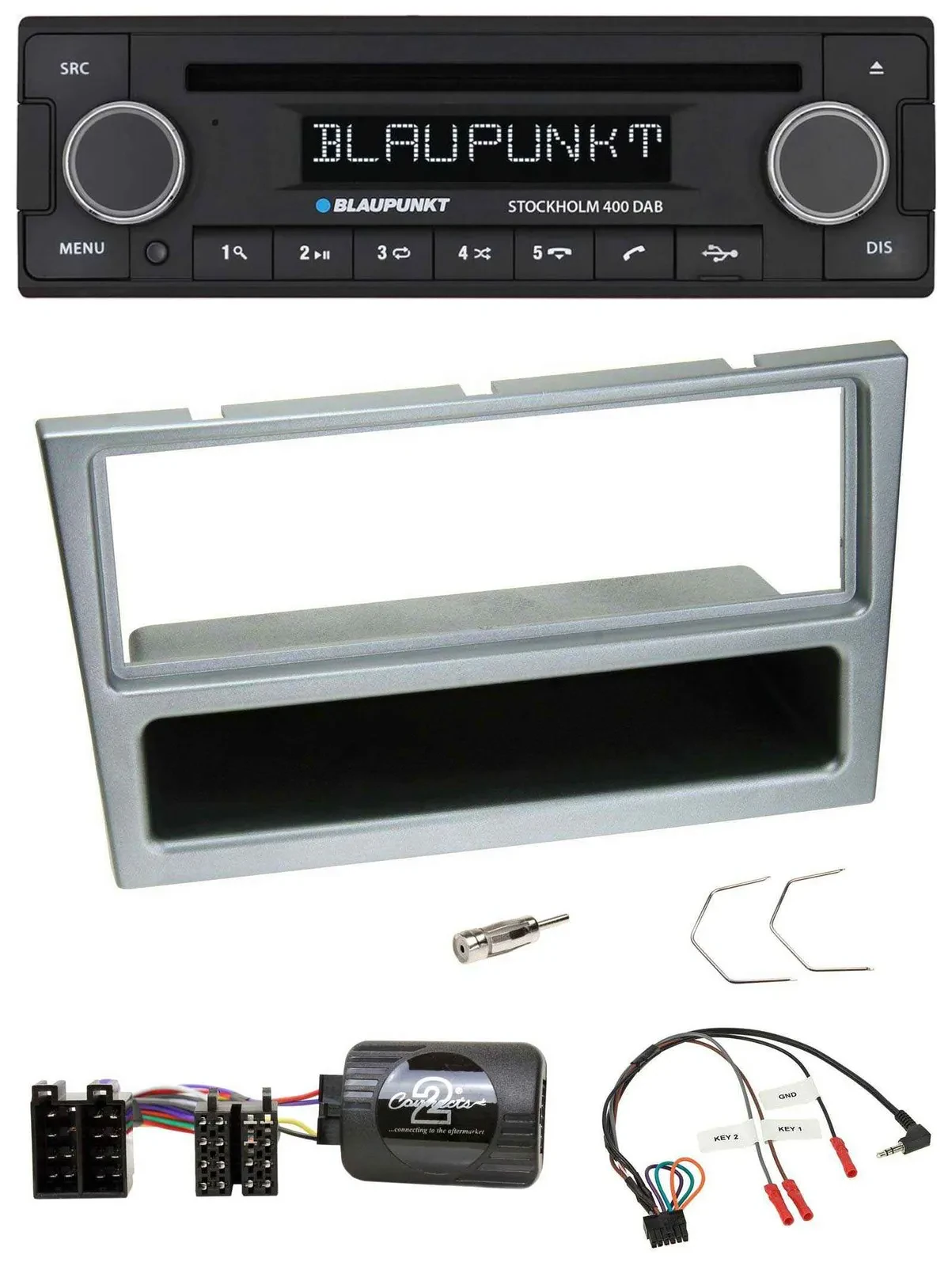 Blaupunkt Lenkrad Bluetooth DAB CD USB Autoradio für Opel Corsa C 2000-2004 silb