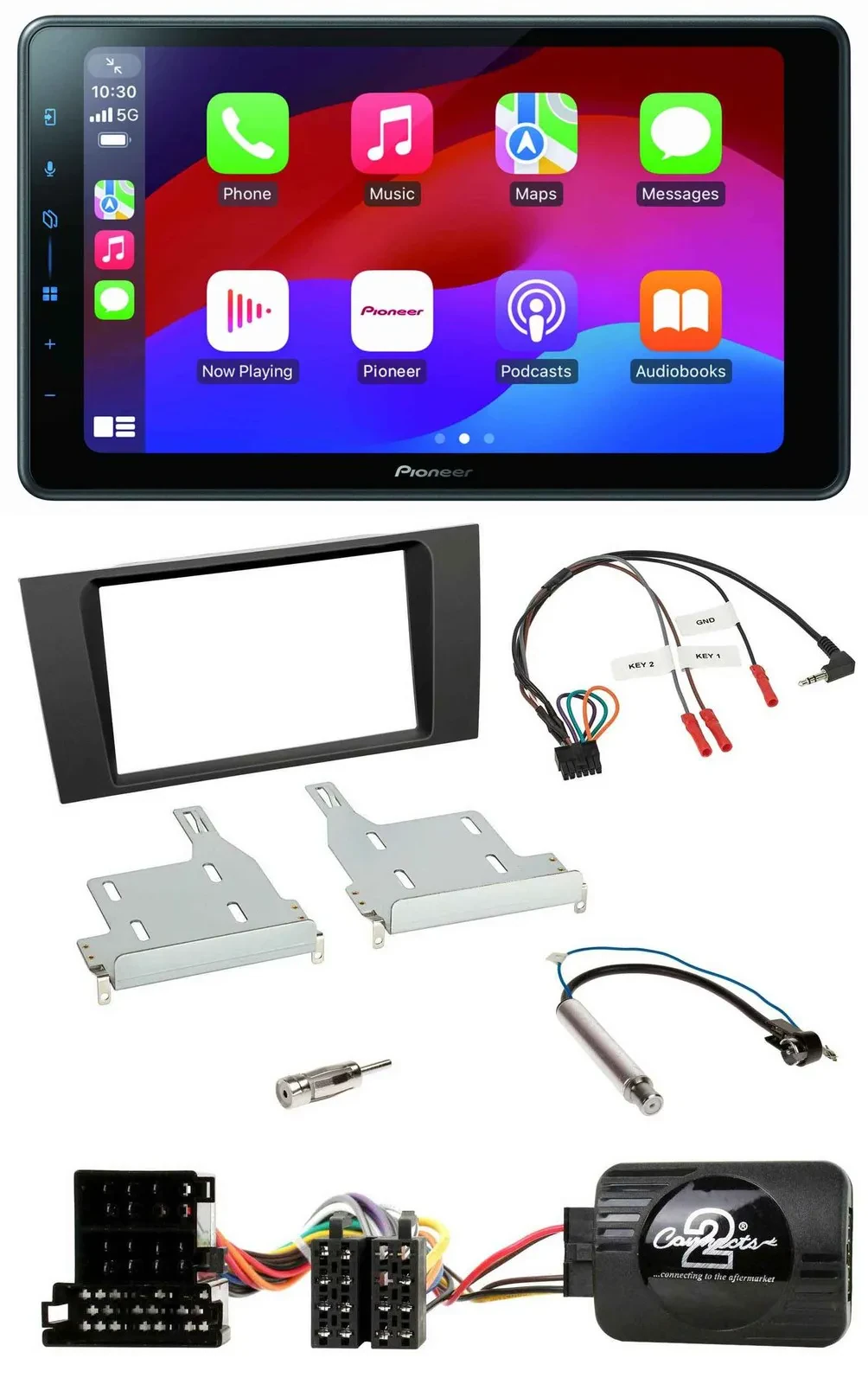 Pioneer Bluetooth 2DIN USB Lenkrad DAB Autoradio für Audi A4 1999-2001