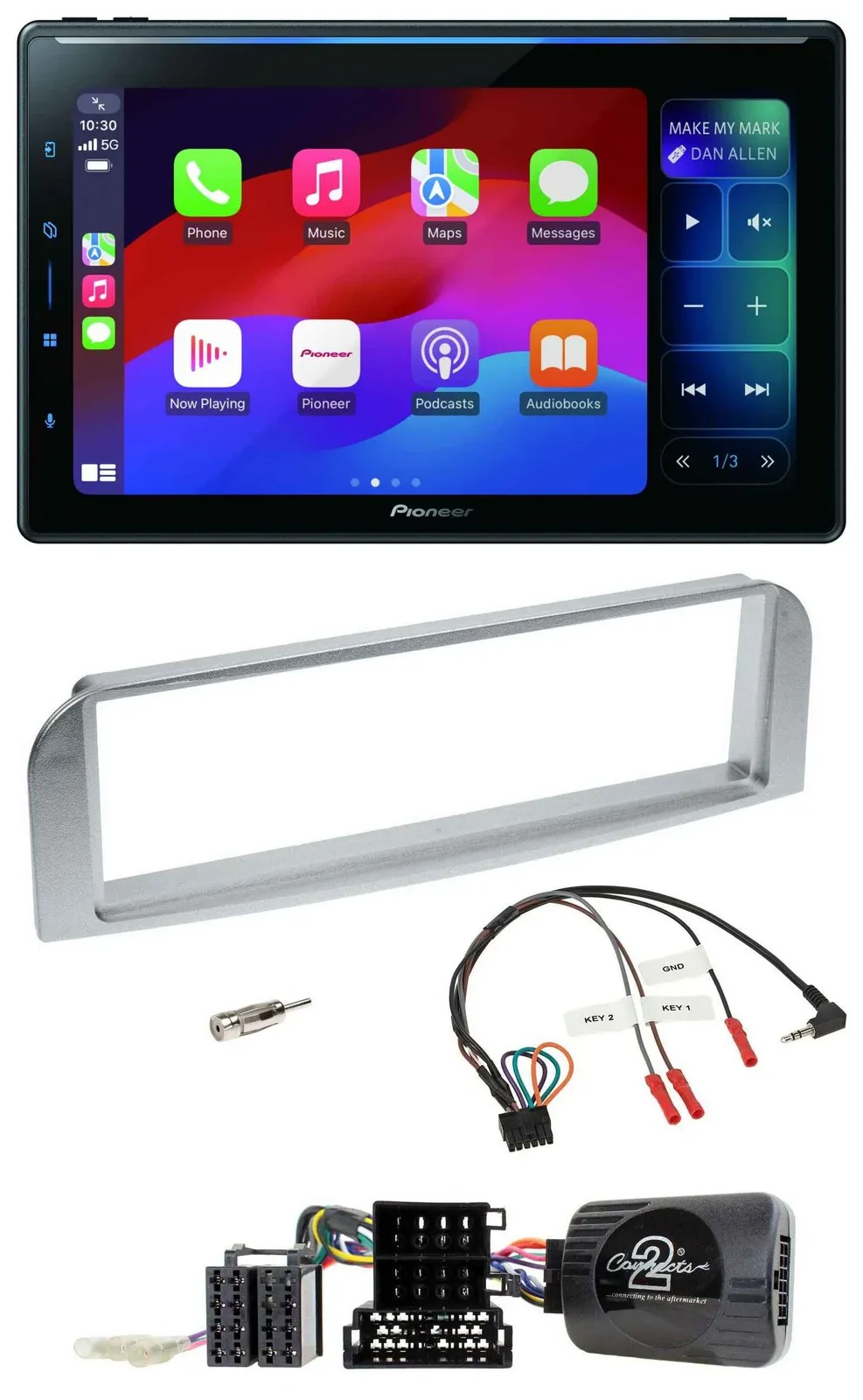 Pioneer Bluetooth DAB Lenkrad USB Autoradio für Alfa GT 147 2007-2010 silbergrau