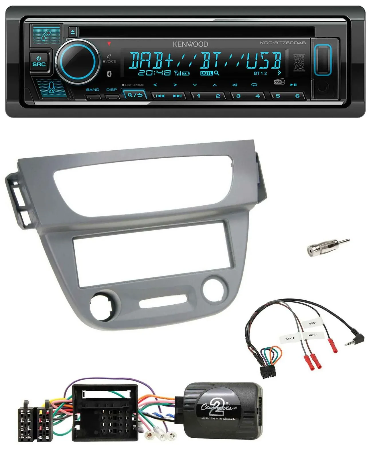 Автомагнитола для Renault Megane III 2009–2012 Kenwood Bluetooth, DAB, USB, CD