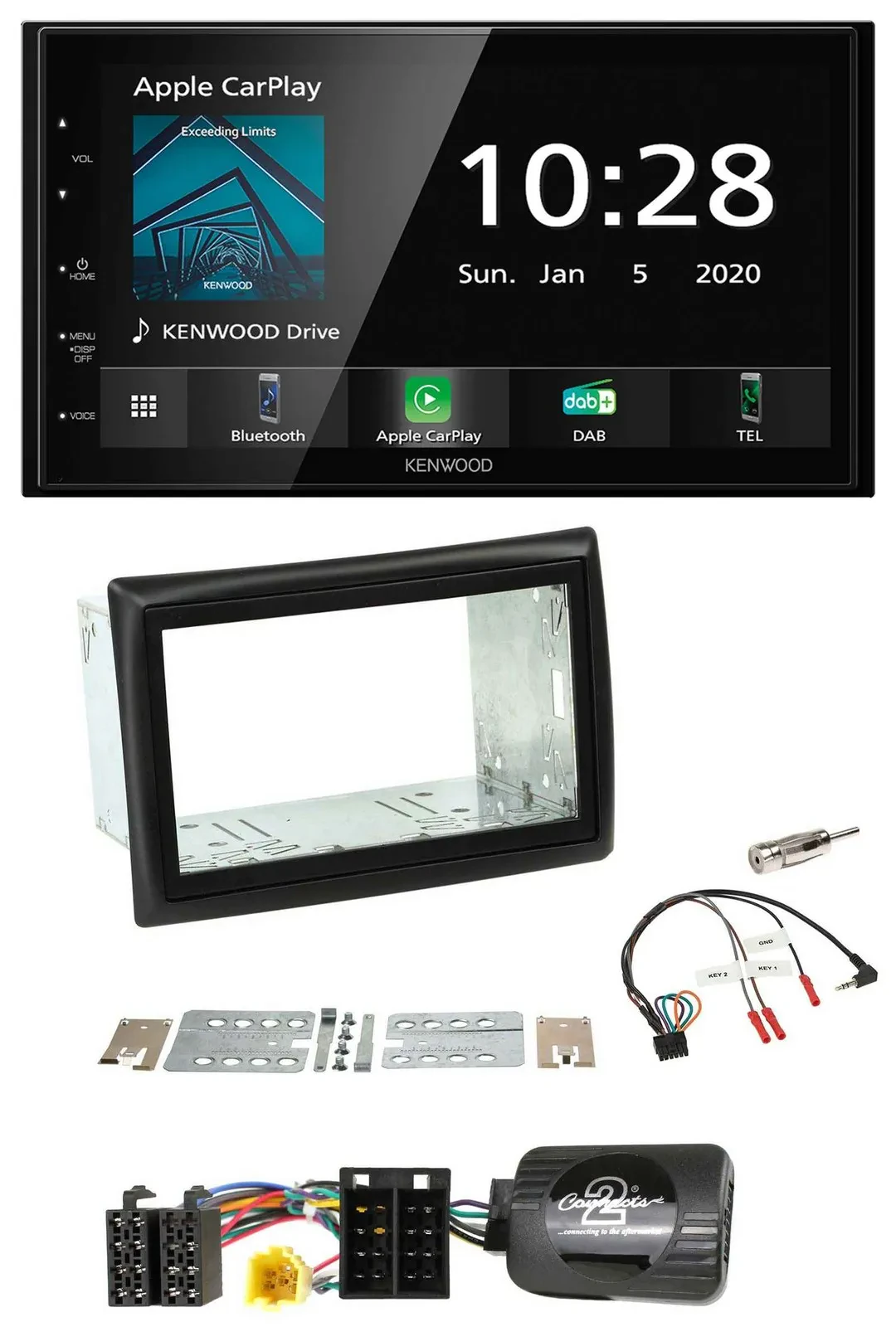Kenwood Bluetooth Lenkrad DAB USB 2DIN Autoradio für Renault Megane II 2005-2008