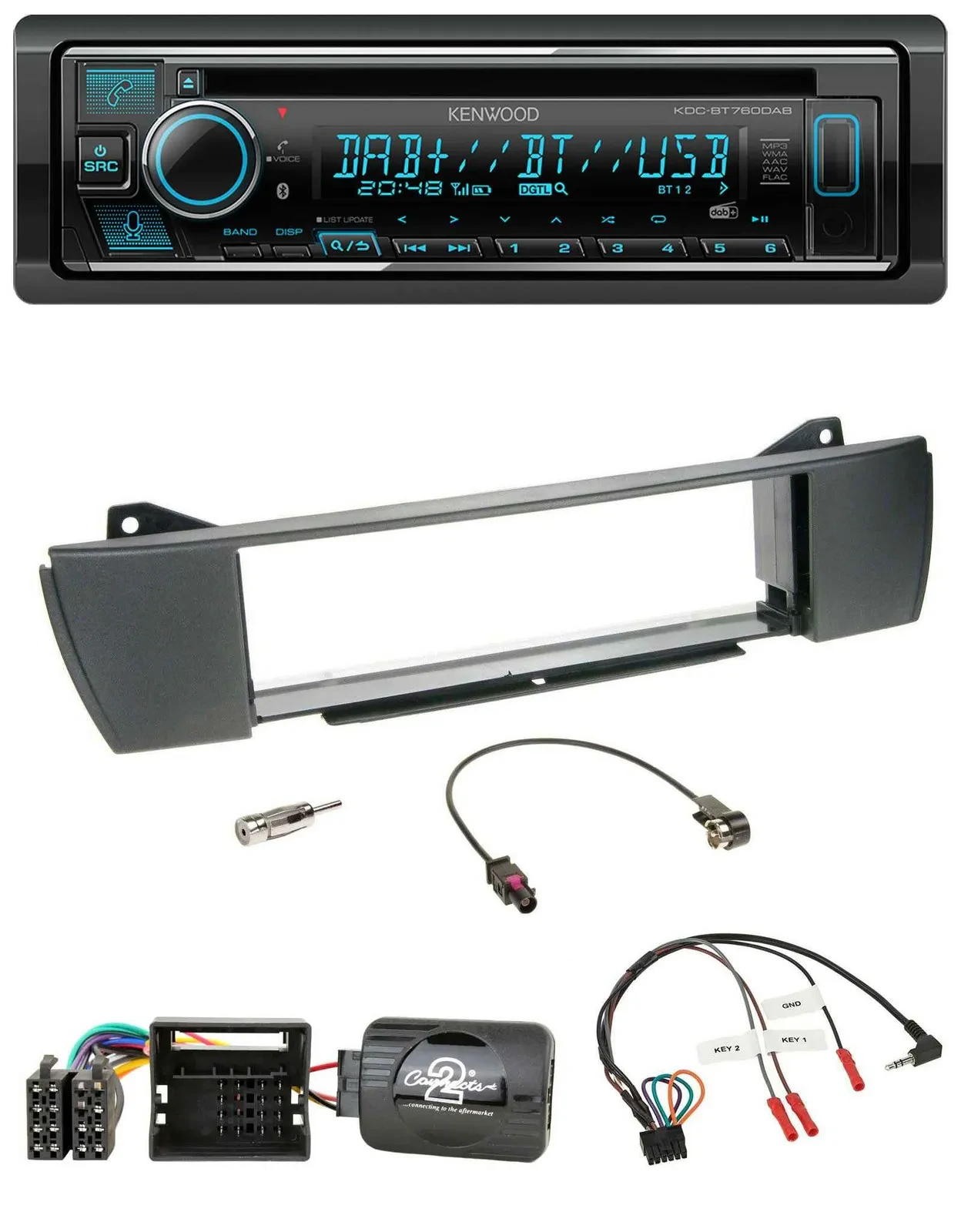 Автомагнитола Kenwood Bluetooth DAB USB CD для BMW Z4 E85 (2003–2008) с поддержкой кнопок на руле