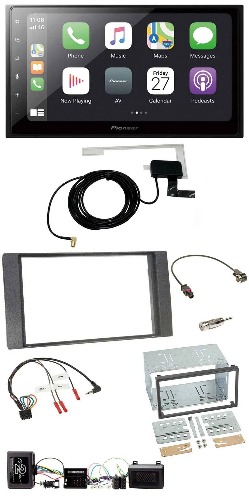 Автомагнитола Pioneer 2 DIN, Bluetooth, DAB, USB, для Ford Kuga 2008–2012, антрацит