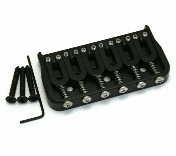 Hipshot 41065B 6-String Hardtail Fixed Electric Guitar Bridge .175" - BLACK