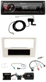 Pioneer 1DIN MP3 DAB USB Lenkrad Autoradio für Opel Corsa D 2006-2008 perl-weiss