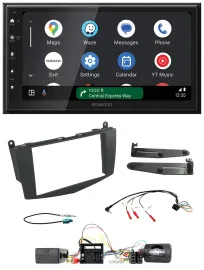 Kenwood DAB Bluetooth USB Lenkrad 2DIN Autoradio für Mercedes C W204 Aktivsystem