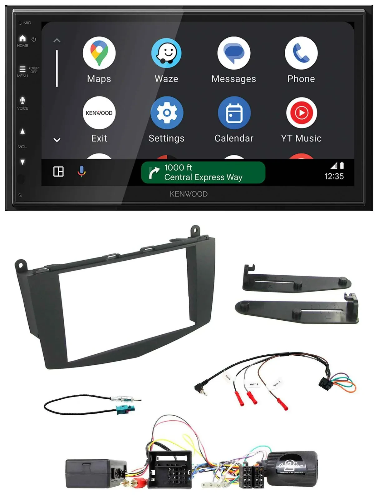 Kenwood DAB Bluetooth USB Lenkrad 2DIN Autoradio für Mercedes C W204 Aktivsystem