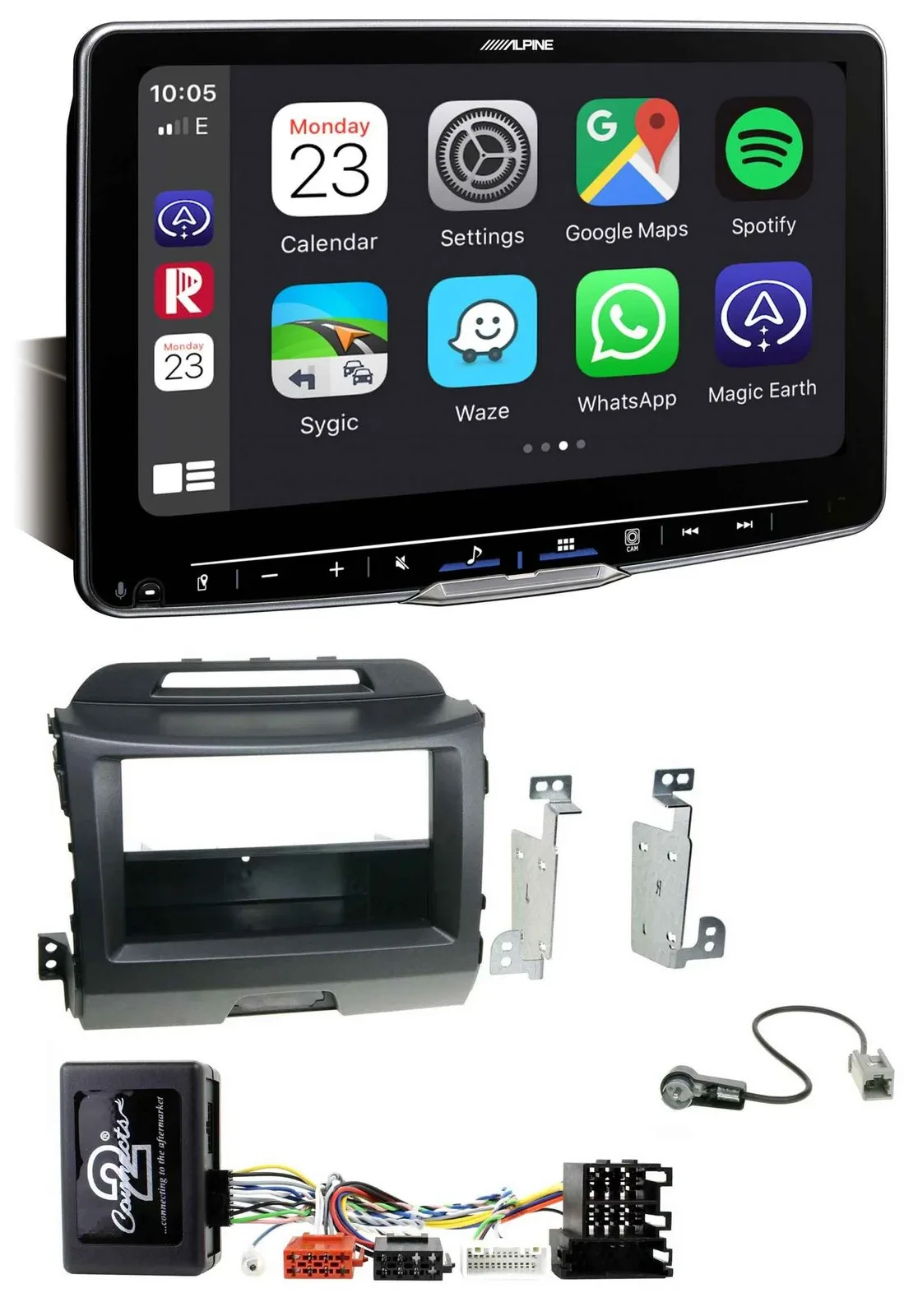 Автомагнитола Alpine Bluetooth USB DAB для Kia Sportage 3 (2010–2015), чёрный