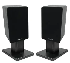 2) Rockville RockShelf 58B Black 5.25" Home Bookshelf Speakers+8" Speaker Stands