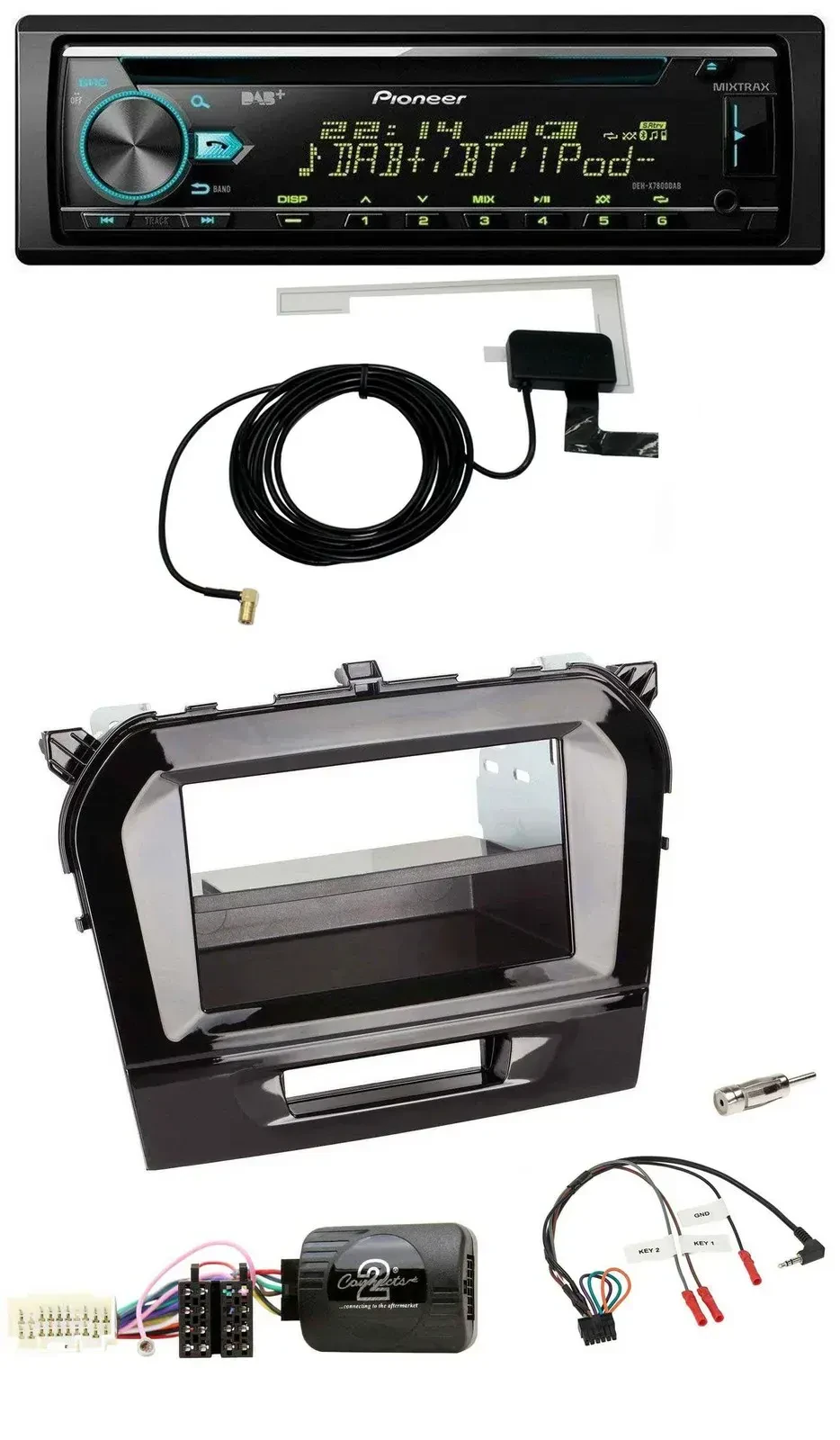 Автомагнитола Pioneer CD/MP3, USB, DAB, для Suzuki Vitara (с 2015), поддержка кнопок на руле, цвет черный (piano black)