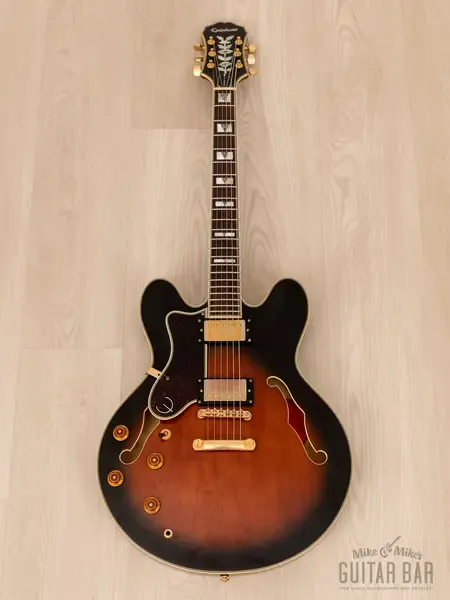 Полуакустическая электрогитара Epiphone Sheraton II Semi-Hollow Left-Handed Sunburst Korea 2001 w/ Case