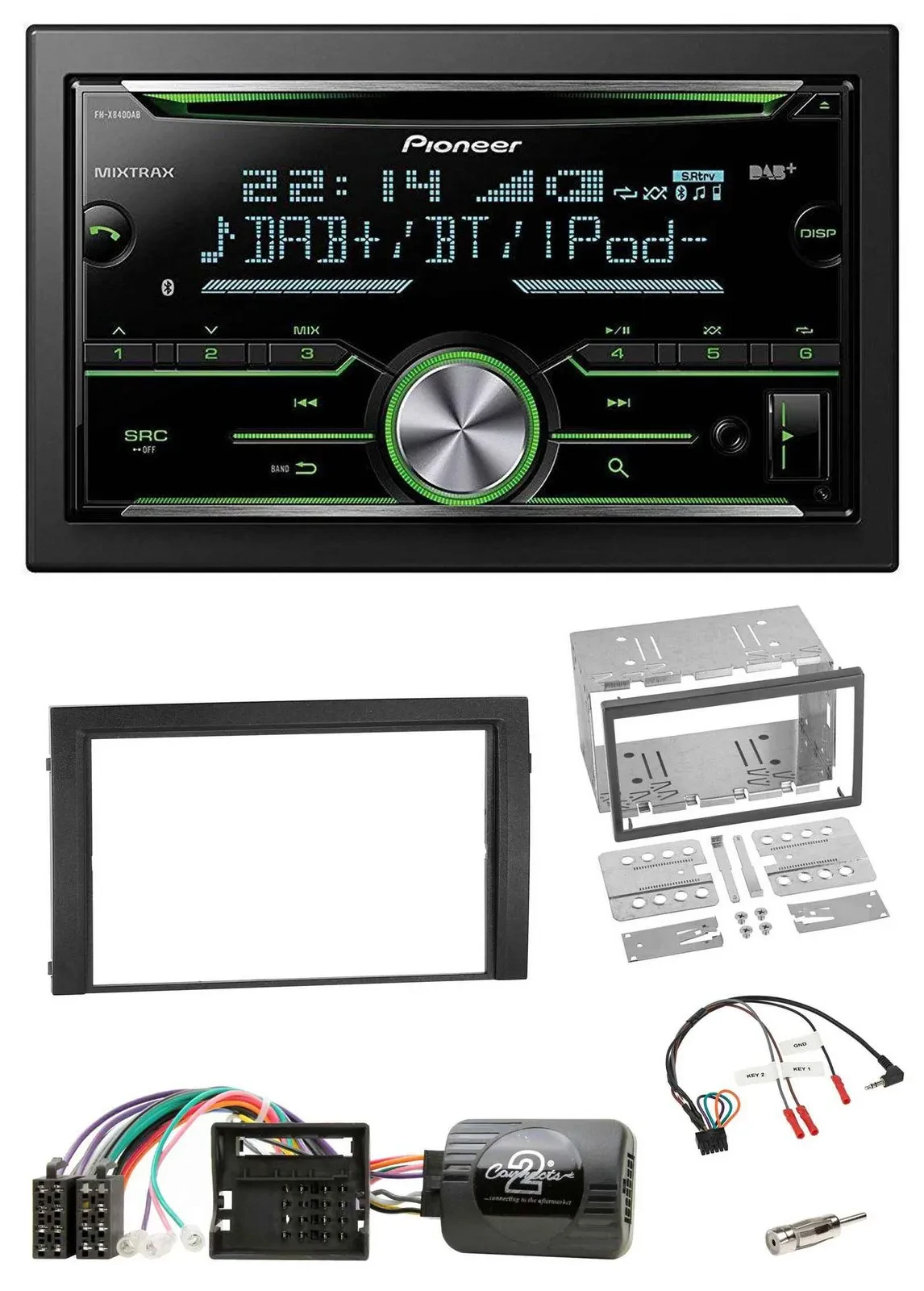 Pioneer Bluetooth Lenkrad DAB 2DIN USB CD Autoradio für Skoda Fabia 6Y 2004-2007
