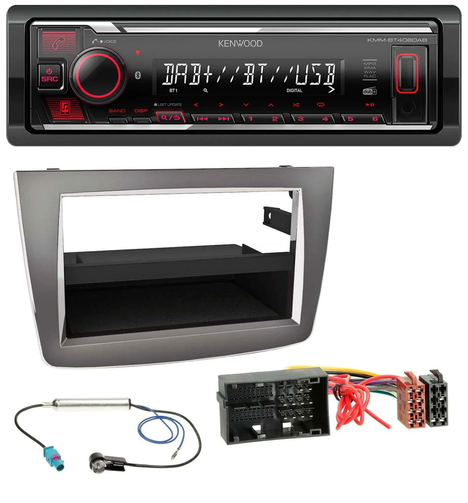 Kenwood MP3 Bluetooth USB DAB Autoradio für Alfa Romeo Mito ab 14 955 silber