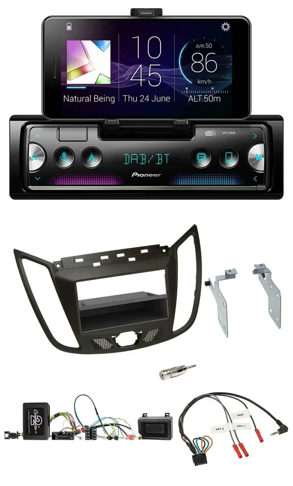 Pioneer USB Lenkrad Bluetooth DAB Autoradio für Ford C-Max Kuga braun