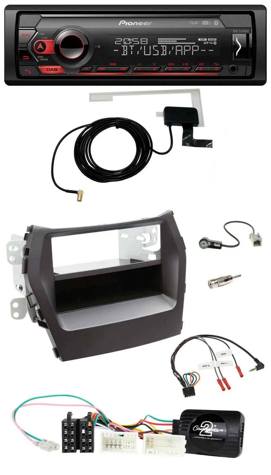 Автомагнитола для Hyundai Santa Fe (с 2012) Pioneer DAB, USB, Bluetooth, чёрная