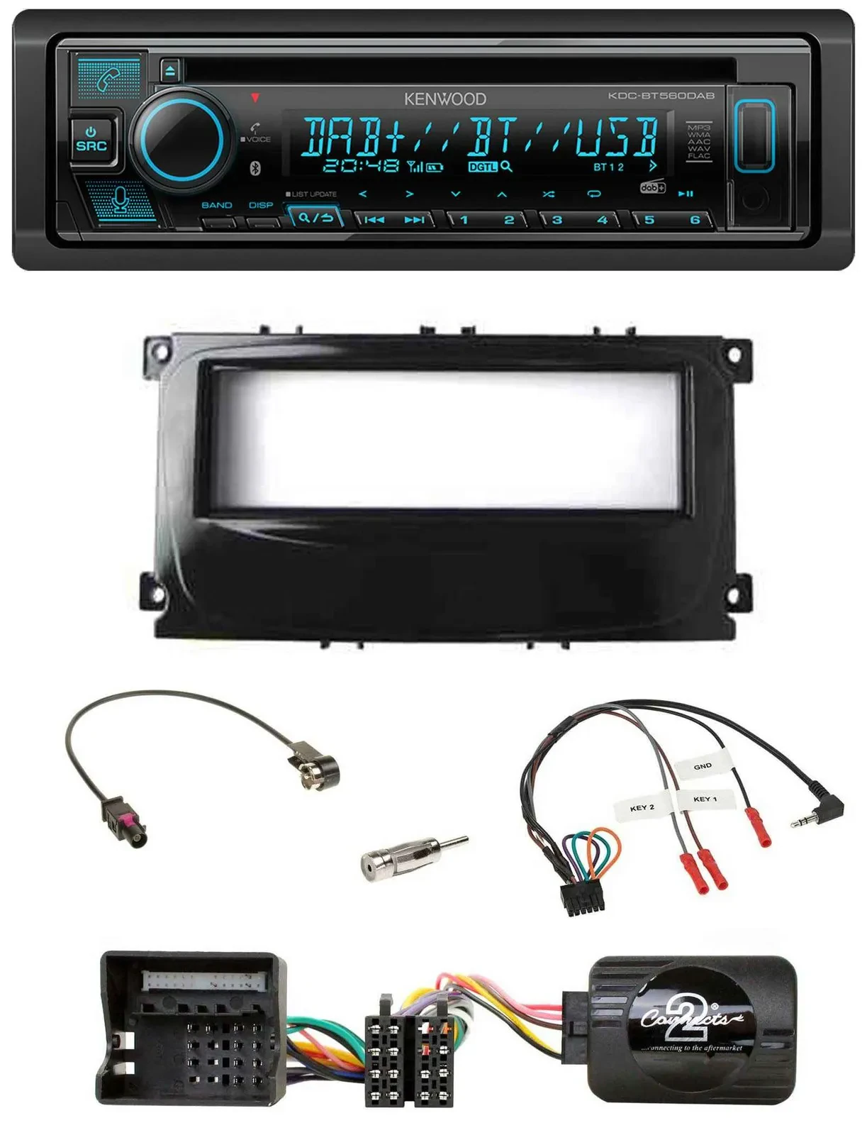 Kenwood Bluetooth DAB CD Lenkrad USB Autoradio für Ford Mondeo 2007-2014 S-Max p