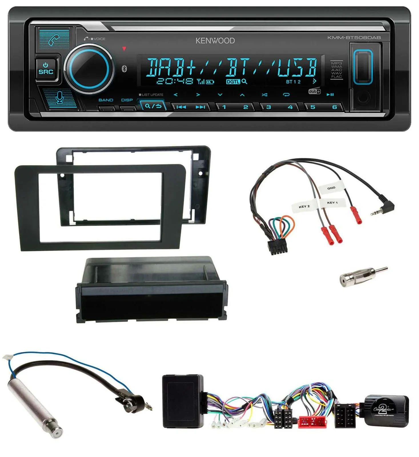 Kenwood Bluetooth Lenkrad DAB USB Autoradio für Audi A3 Symphony Aktivsystem ISO