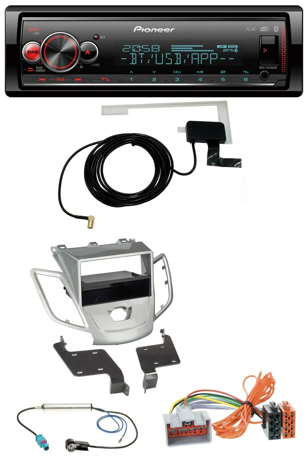 Pioneer Bluetooth DAB USB MP3 Autoradio für Ford Fiesta 08-10 JA8 ohne Display s