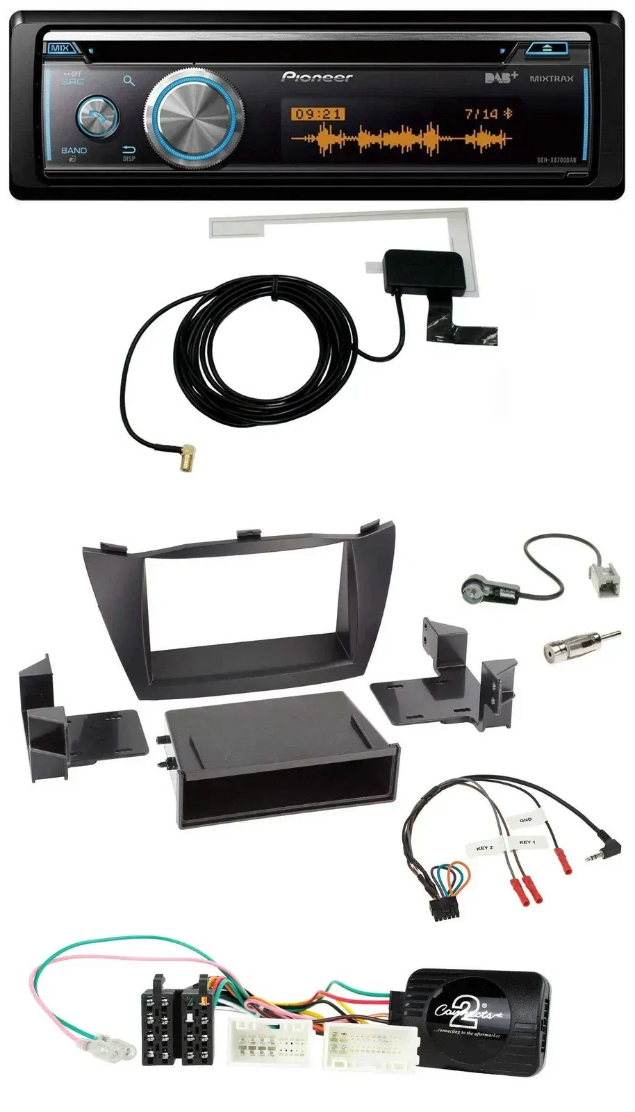 Автомагнитола для Hyundai ix35 2010–2013 Pioneer Bluetooth, DAB, USB, CD, черная