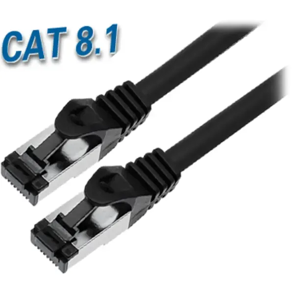 Transmedia TI 29-1, Cat 8.1 Netzwerkkabel, 1m, Schwarz, S/FTP, 40 GBit/s, RJ45,