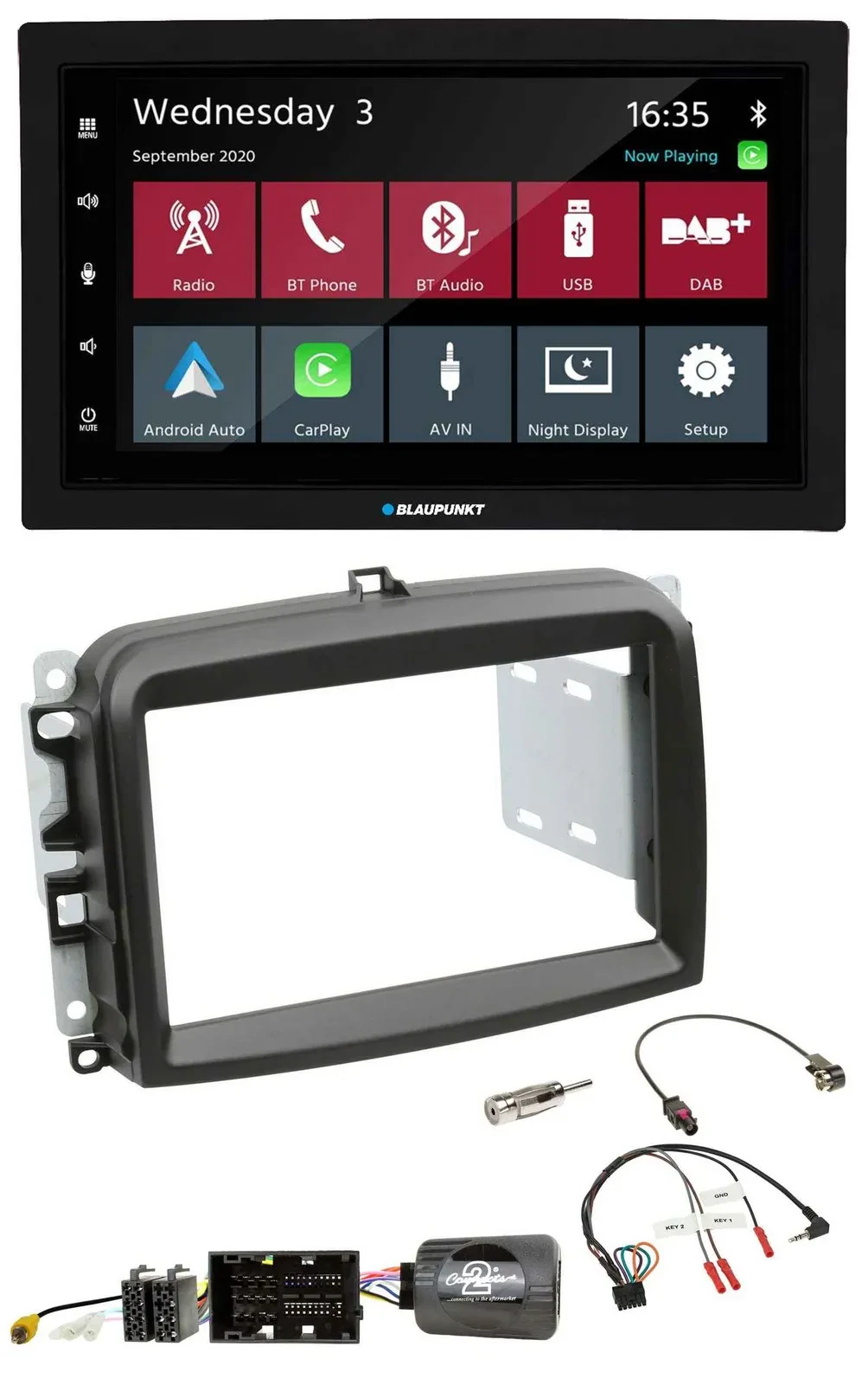 Blaupunkt 2DIN Lenkrad USB Bluetooth DAB Autoradio für Fiat 500 L ab 2012
