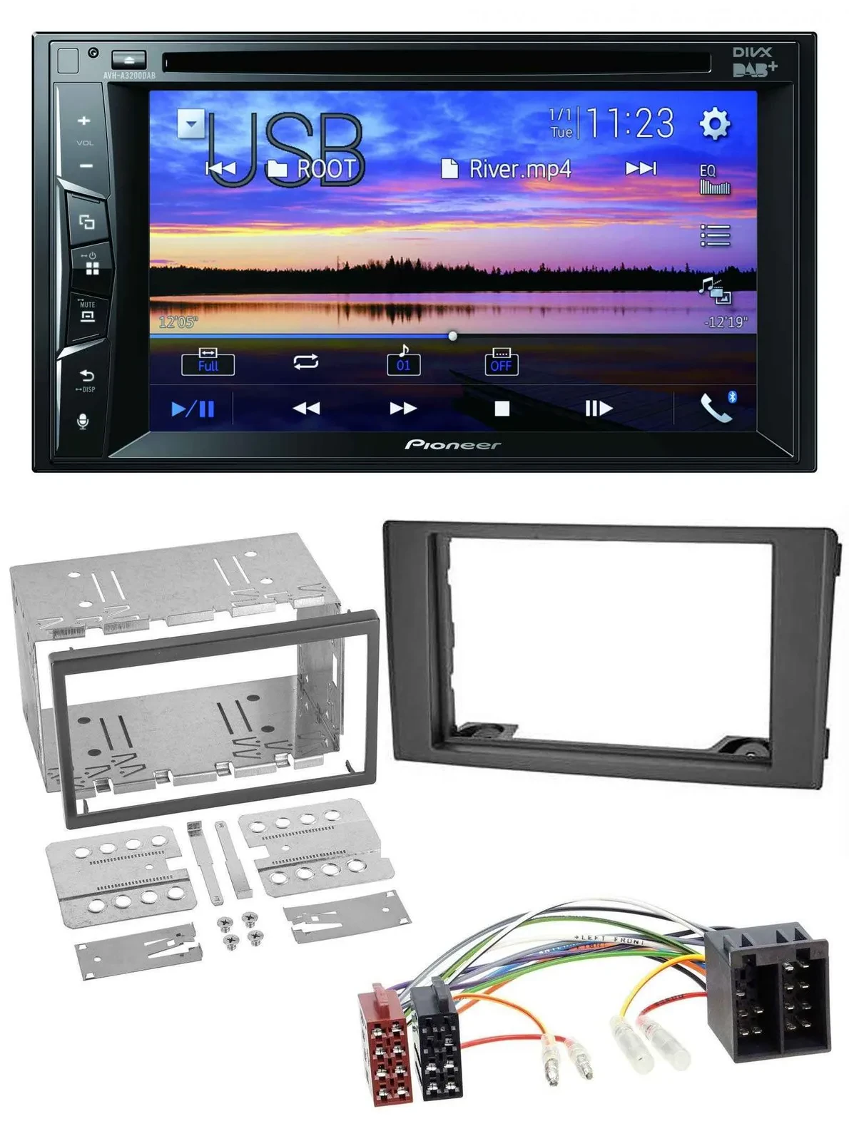 Pioneer Bluetooth 2DIN USB DVD DAB MP3 Autoradio für Iveco Daily 06-14 schwarz