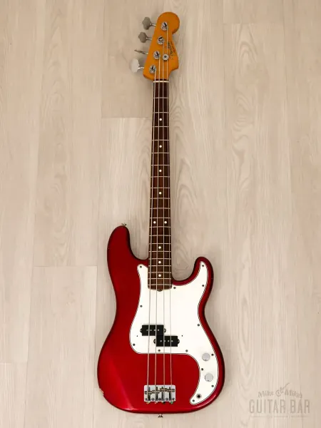 Бас-гитара Fender JV Precision Bass 1962 Vintage Reissue PB62-75 P Candy Apple Red w/gigbag Japan 1982