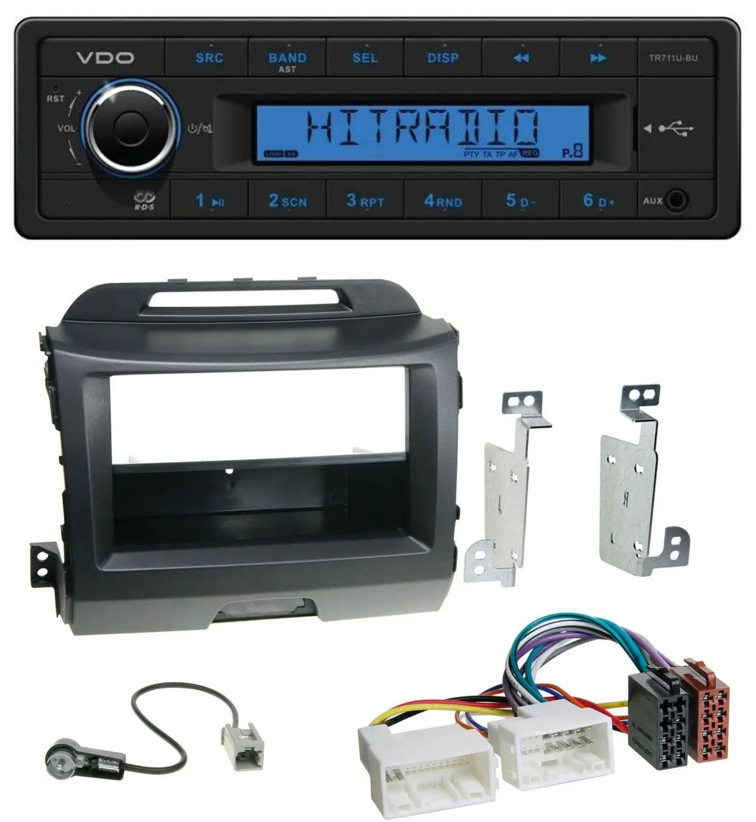 VDO AUX 1DIN MP3 USB Autoradio für Kia Sportage 3 SL 10-15 schwarz