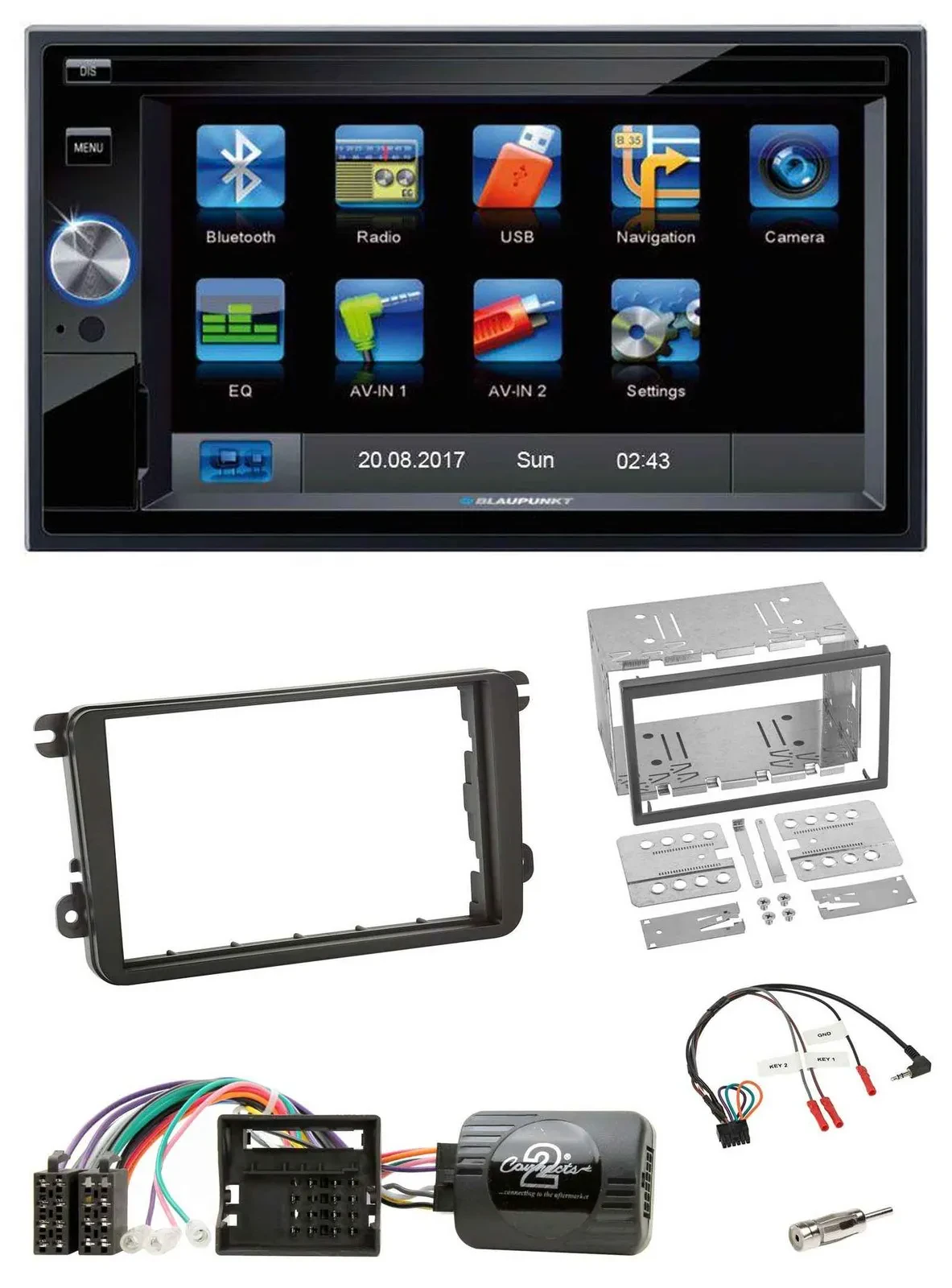 Blaupunkt SD Bluetooth 2DIN MP3 USB Lenkrad Autoradio für Skoda Fabia 5J 2007-20
