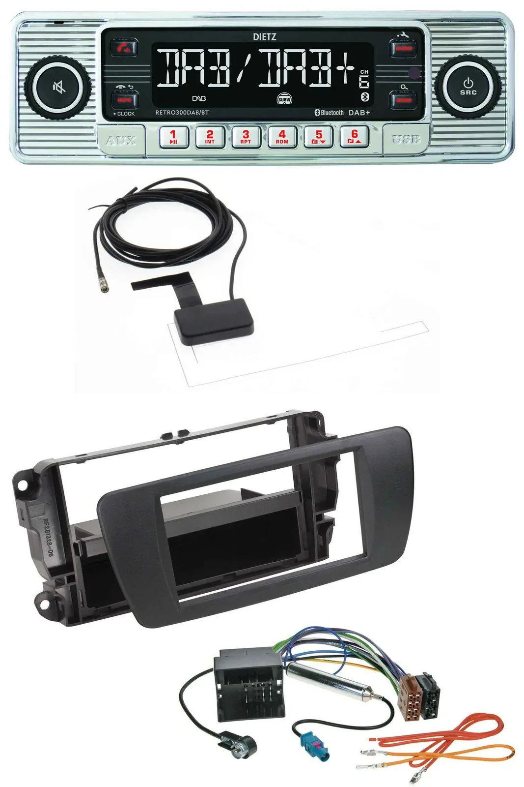 Dietz Bluetooth USB MP3 DAB Autoradio für Seat Ibiza 6J ab 08 nitschwarz AN1