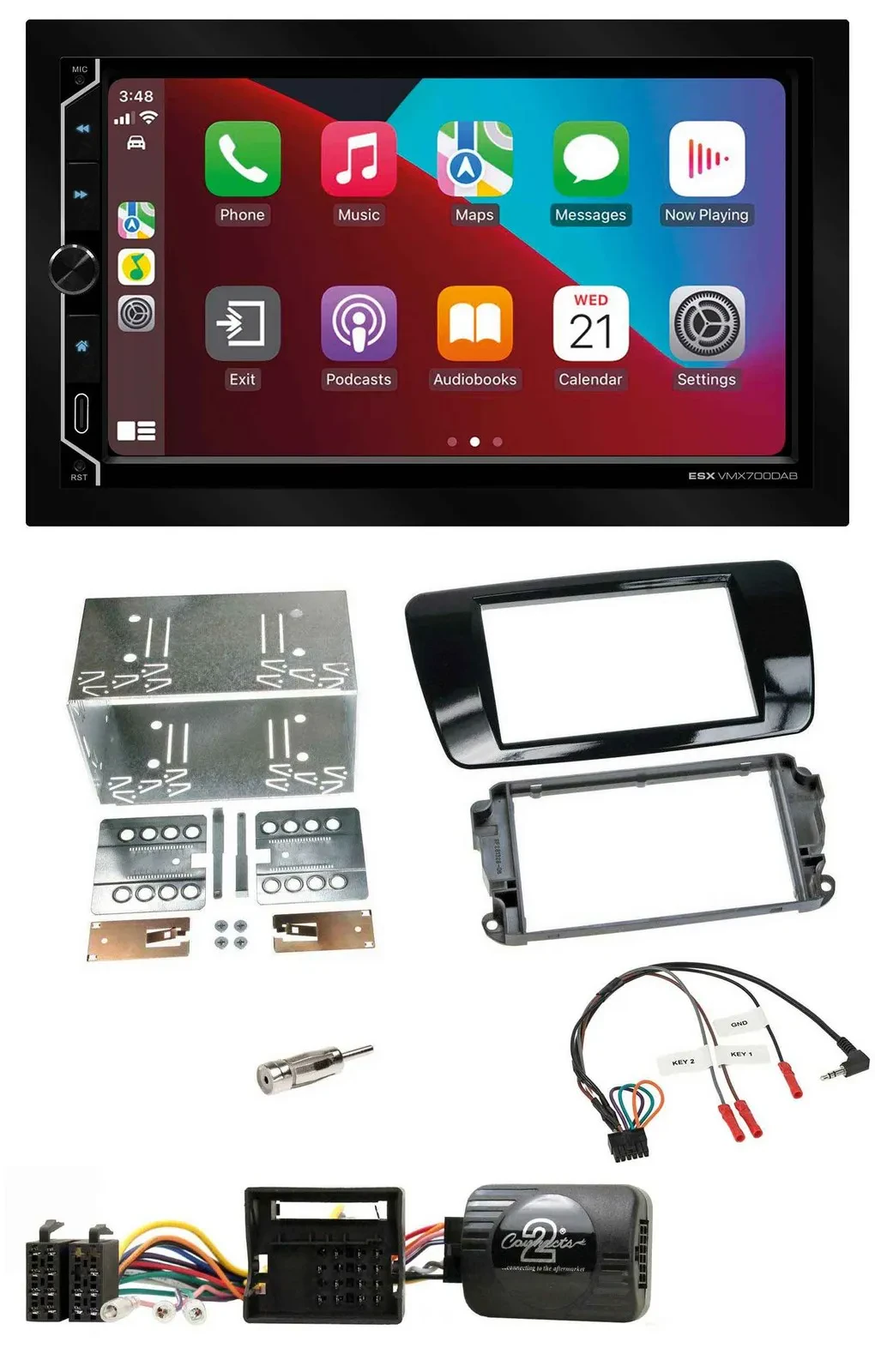 ESX 2DIN DAB USB Lenkrad Bluetooth Autoradio für Seat Ibiza ab 08 Klavierlack-sc