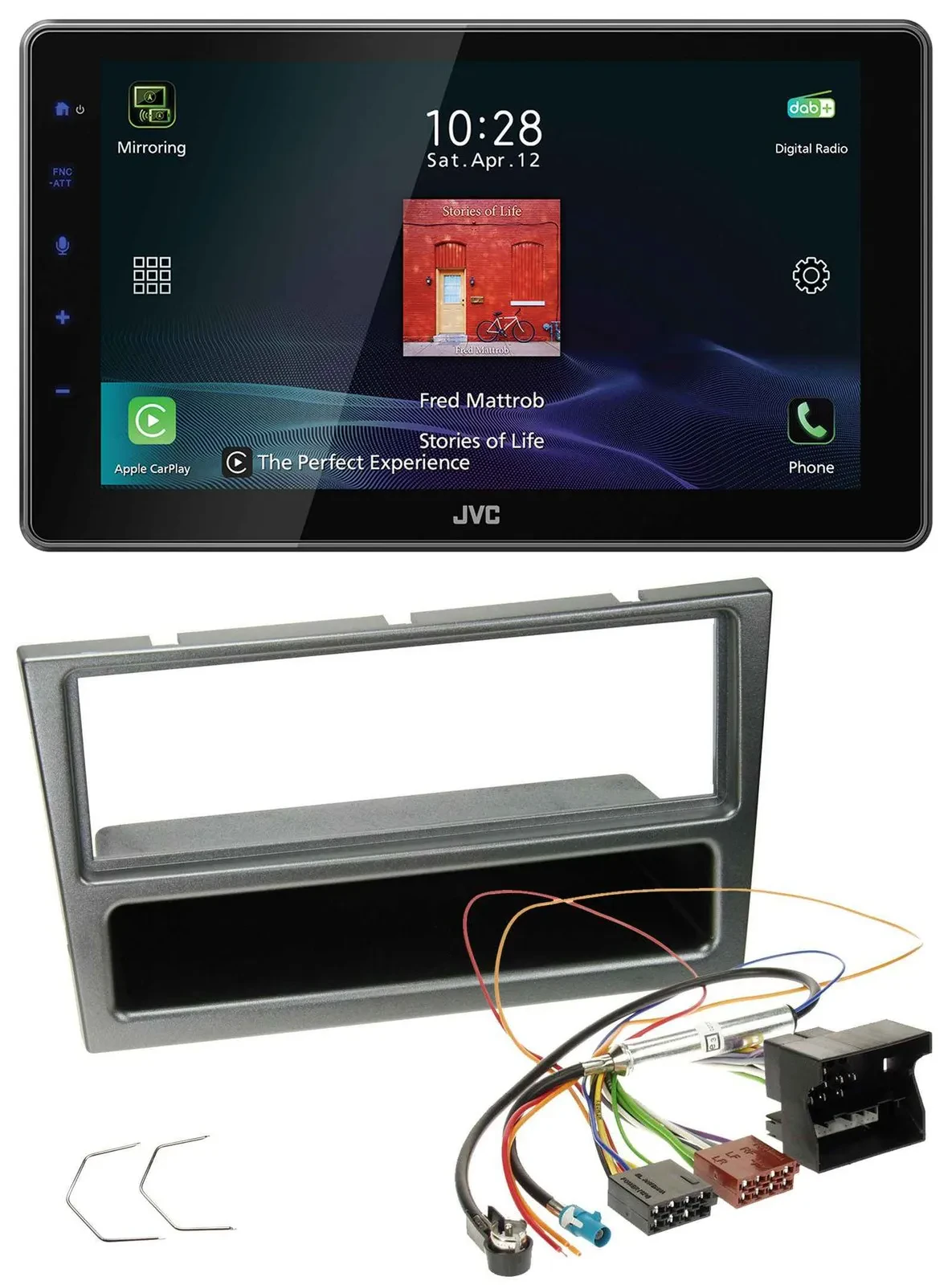 JVC DAB MP3 Bluetooth USB Autoradio für Opel Corsa C Quadlock 2004-2006 aluminiu