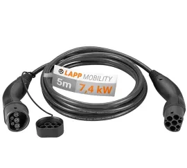 Lapp Mobility Ladekabel Typ 2 Mode 3 32 A 1-phasig bis zu 7,4 kW 5 m schwarz 617