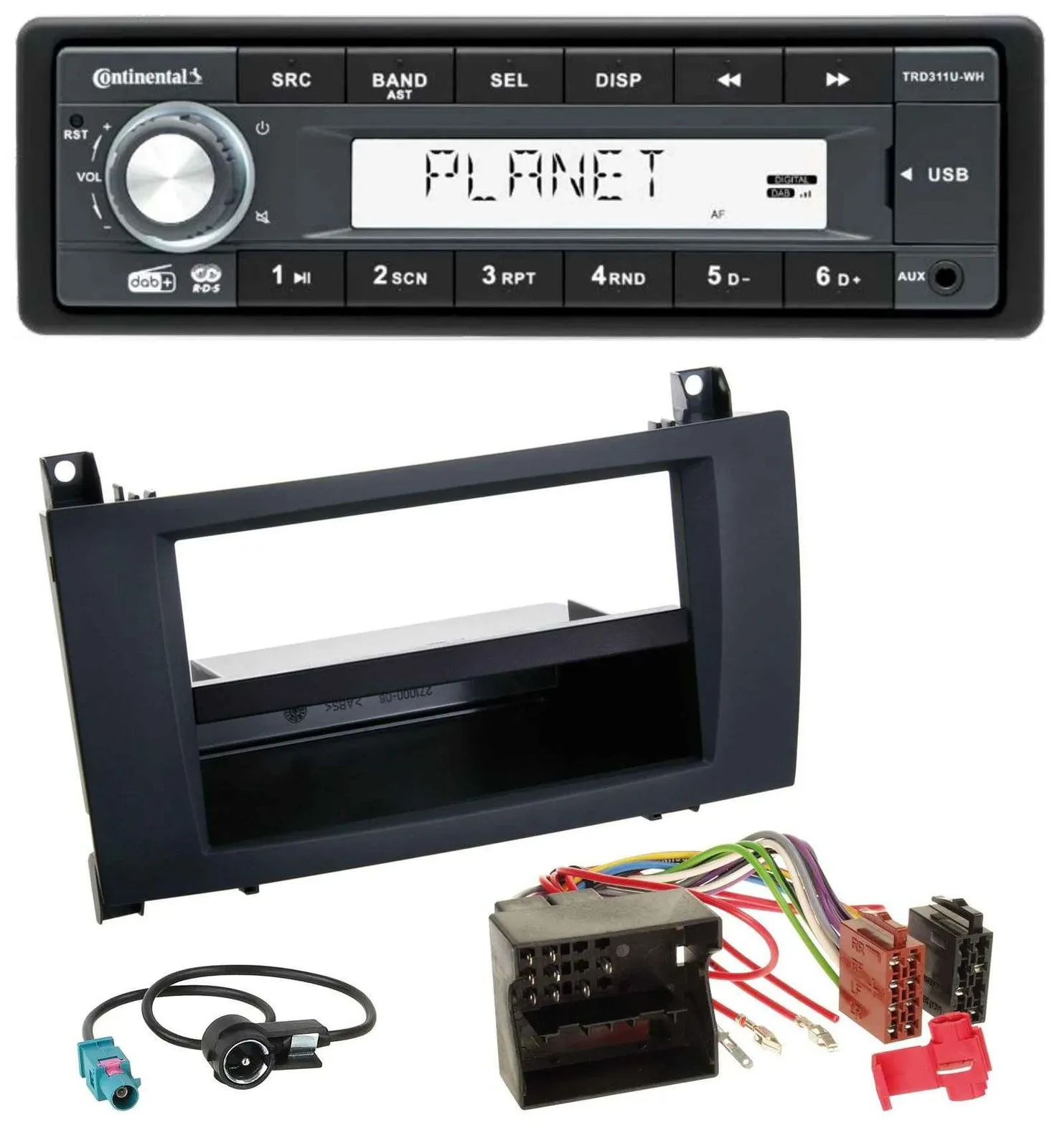 Continental MP3 AUX USB DAB 1DIN Autoradio für Mercedes SLK (R171, 2004-2011)