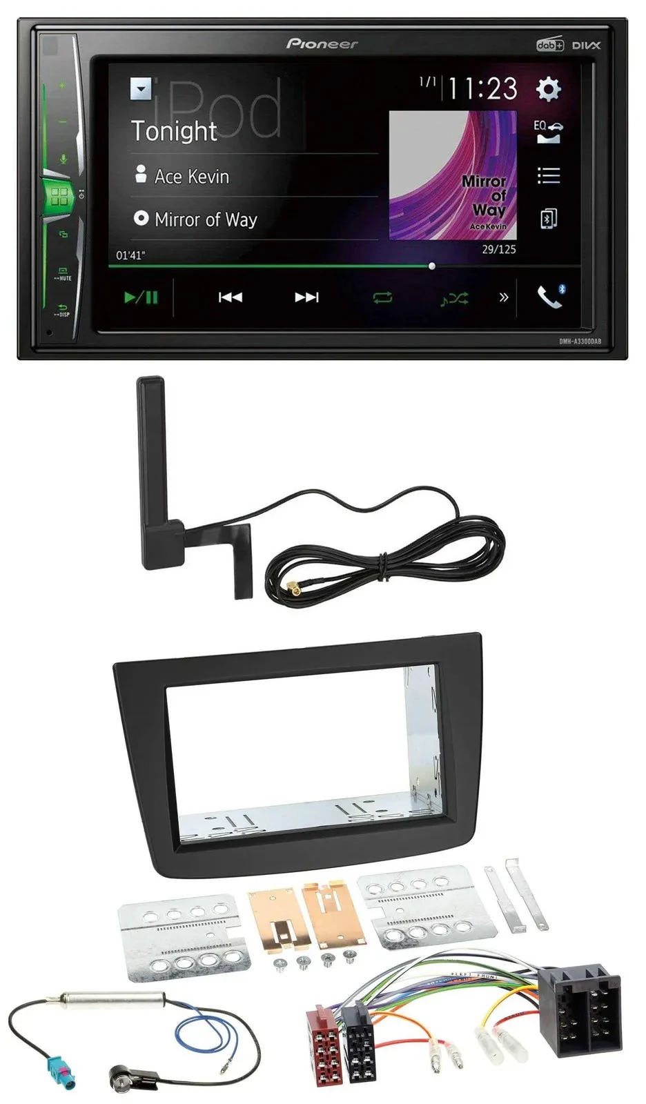 Автомагнитола для Alfa Romeo MiTo 2008–2014 Pioneer 2-DIN, DAB, Bluetooth, AUX, MP3, ISO