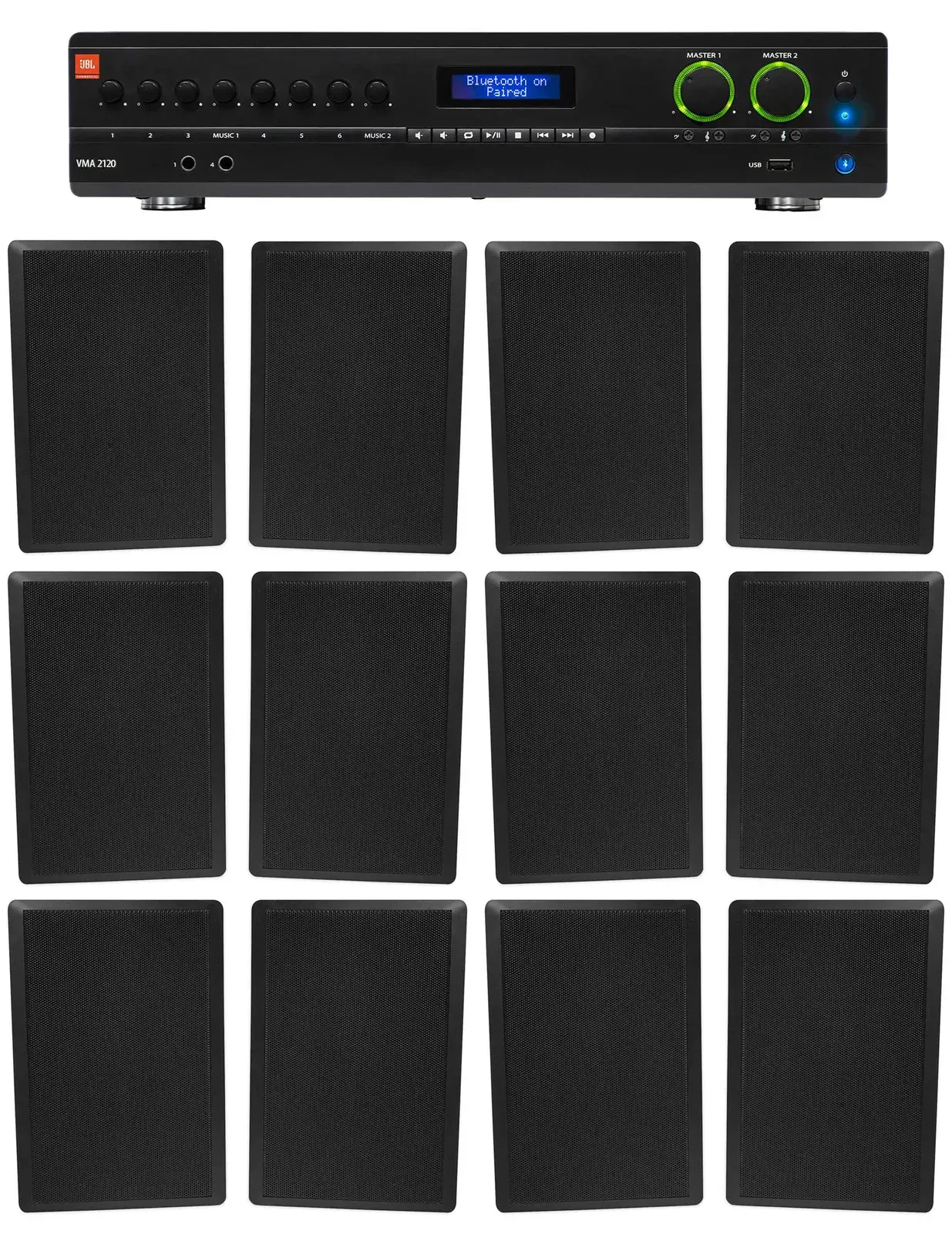 Настенная акустика JBL Rock Slim 70B Black с усилителем (12 штук)