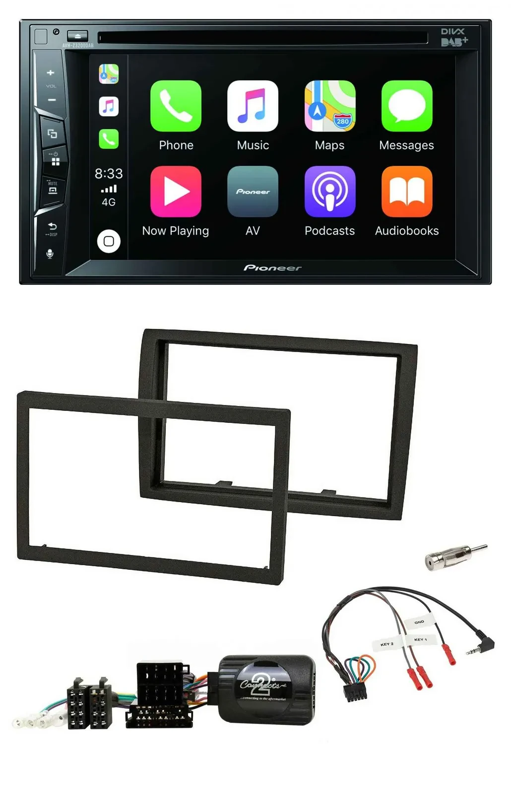 Pioneer Lenkrad USB DVD Bluetooth DAB 2DIN Autoradio für Fiat Ducato
