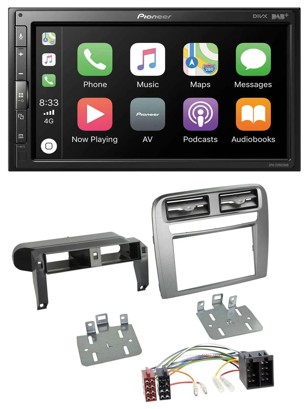Pioneer USB MP3 DAB 2DIN Bluetooth Autoradio für Fiat Grande Punto 05-09 anthraz