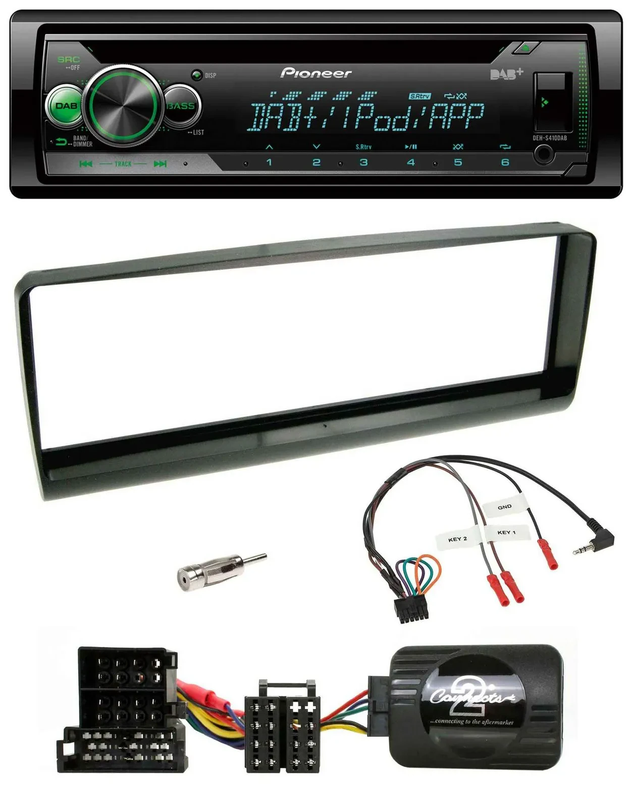 Автомагнитола Pioneer USB MP3 CD DAB для Alfa Romeo 156 (2000–2001) чёрная с поддержкой кнопок на руле