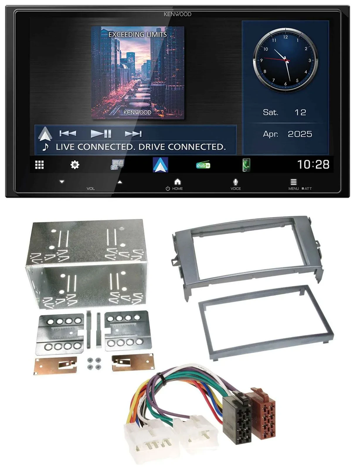 Kenwood Bluetooth 2DIN USB DAB MP3 Autoradio für Toyota Auris 07-12 anthrazit-gr