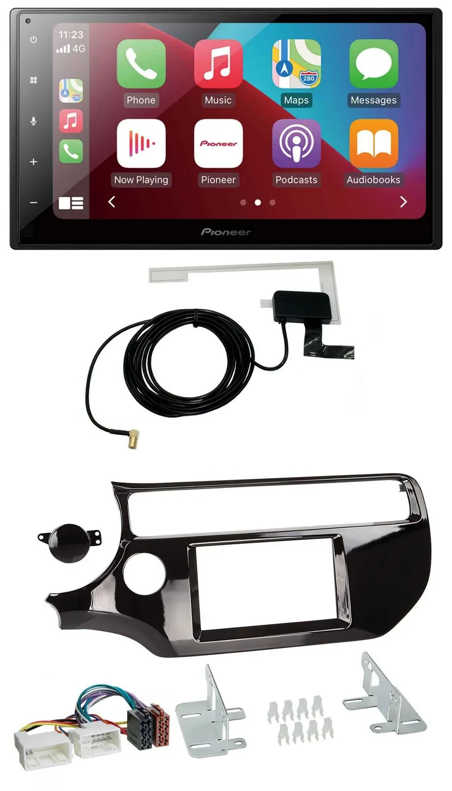 Автомагнитола для Kia Rio UB (с 2015) Pioneer 2 DIN USB, Bluetooth, DAB, MP3, цвет: черный (piano black)